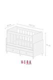 Anne Yanı Sallanır Bebek Beşiği, Sarı Uyku Setli, Yataklı, Çekmeceli 60 x 120