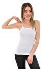 Tutku 0135 (5NO-2XL) 1 ADET Kadın Ribana %100 Pamuk İp Askılı Atlet Beyaz
