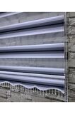 Siyah Beyaz Geçişli Etek Dilimli Boncuk Zebra Perde