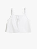 Kız Çocuk Crop Bluz Askılı Fiyonk Detaylı Pamuklu