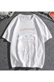 Daily Bear & Cinnamoroll Beyaz Unisex Oversize T-shirt