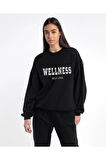 3 Iplık Eşofman Takımı Sweatshirt Jogger - Baskılı Oversize Şardonlu Kapüşonlu