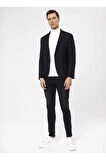 Süvari Slim Fit Siyah Erkek Armürlü Ceket CT2021600310