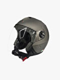 Sway 715 Solid Şeffaf Vizörlü Yarım Motosiklet Scooter Kaskı XL Beden Matt Titanium