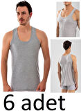 Tutku 0102 (XL-4- BEDEN) 6 ADET) GRİ Ribana LİKRALI klasik Erkek Pamuklu Penye Atlet slim fit