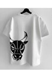 Erkek Oversize Desenli %100 Pamuk Bisiklet Yaka Kısa Kollu T-shirt Bulss