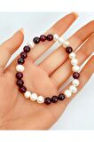 Inci - Lal Garnet Doğal Taş Bileklik 8 Mm