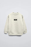 Futbol Temalı Believe Baskılı YBisiklet Yaka Çocuk Sweatshirt