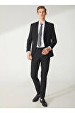 Normal Bel Slim Fit Siyah Erkek Takım Elbise Tk1006900236