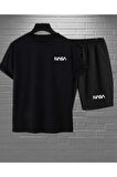 2'li Nasa Şort T-shirt Takım Siyah Takım NASASORTTSHIRT