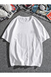 Unisex Beyaz Kobe Bryant Özel Baskılı Oversize Penye T-shirt