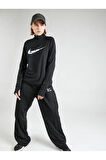 Swoosh Dri-FIT Çeyrek Fermuarlı Siyah Kadın Koşu Üst