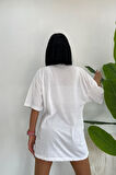 Unisex Pamuk Bisiklet Yaka  Oversize T-shirt