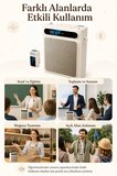 Krem Kablosuz Yaka Mikrofonlu Taşınabilir Öğretmen Rehber Amfisi Bluetooth 5.1 Şarjlı 2000mAh 5W Ses Yükseltici USB MP3 Destekli Askılı Bel Tipi Hoparlör