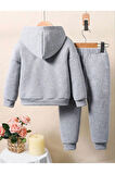 Kız Çocuk Love Gırl Baskılı Kapüşonlu Sweatshirt Eşofman Takımı