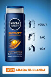 Men Erkek Canlandırıcı Banyo Ve Duş Jeli Sports 500ml, Vücut Yüz Saç, Yenileyici Mineral, X3 Adet