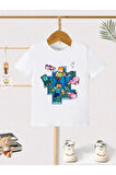Çocuk Tasarım Minecraft Oyun Baskılı T-Shirt Şort Alt Üst Takım %100 Pamuk