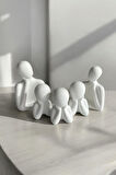 Beşli Aile Dekoratif Obje Biblo (8 cm-7 cm-6 cm) Beyaz