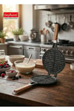 Döküm Waffle Tavası Ahşap Kulp Siyah