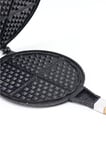 Döküm Waffle Tavası Ahşap Kulp Siyah