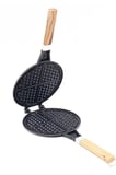 Döküm Waffle Tavası Ahşap Kulp Siyah
