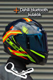 Stream Evo Reflex Mavi Turuncu Kask + Dahili Bluetooth Kulaklık
