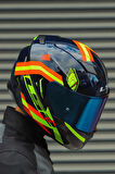 Stream Evo Reflex Mavi Turuncu Kask + Dahili Bluetooth Kulaklık