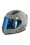 Rapıd 2 Nardo Gri Fullface Motosiklet Kaskı Mavi Camlı