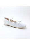 Kız Çocuk Ayakkabı lastikli Fiyonklu Babet Beyaz