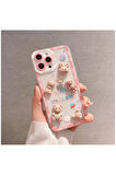 Apple Iphone 14 Pro Max Uyumlu Kılıf Bear And Rabbit Silikon Kılıf Pembe
