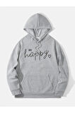 AYMONTANA Be happy baskılı kapüşönlü Sweatshirt