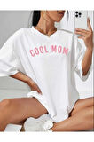 Siyah Houston Baskılı Oversize Kadın T-shirt