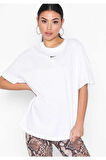 Sportswear Oversized T-shirt Unisex Nakış Swooslu Beyaz Tişört
