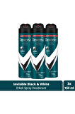 Rexona Men Erkek Sprey Deodorant Invisible Black & White 72 Saat Kesintisiz Üstün Koruma 150 ml X3