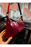 Raby Model Cherry Red Bordo Rugan Baget Omuz Çanta
