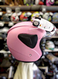 Sway Xbyc 633 Solid Şeffaf Vizörlü Yarım Motosiklet Scooter Kaskı L Beden Pembe