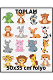 Sevimli Minik Hayvanlar Çocuk Odası Duvar Sticker Seti35x50Cm