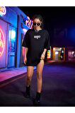 Kadın Antisocial Baskılı Oversize Penye T-shirt Tişört