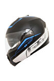 Beon Çene Açılır Vizörlü B700 Siyah Mavi B-Shock Kask XL Beden