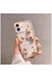 Apple Iphone 11 Uyumlu Kılıf Bear And Rabbit Silikon Kılıf Kahverengi