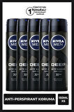 Nivea Men Erkek Sprey Deodorant Deep Dimension 48 Saat Anti-perspirant Koruma 150ml x 5 Adet
