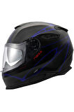 Y.100 B-sıde Mat Siyah-navy Mavi Kask