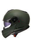 STROBE 2 MAT YEŞİL ÇENEDEN AÇILIR MOTOSİKLET KASKI