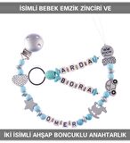 Sahi Aksesuar İsimli Bebek Emzik Zinciri ve İki İsimli Anahtarlık Seti