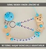 Sahi Aksesuar İsimli Bebek Emzik Zinciri ve İki İsimli Anahtarlık Seti