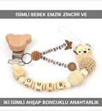 Sahi Aksesuar İsimli Bebek Emzik Zinciri ve İki İsimli Anahtarlık Seti