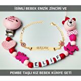 Sahi Aksesuar İsimli Bebek Emzik Zinciri ve İsimli Bebek Künye Seti BEZYI544