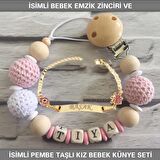 Sahi Aksesuar İsimli Bebek Emzik Zinciri ve İsimli Bebek Künye Seti BEZYI584