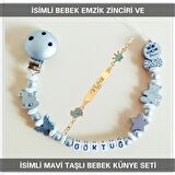 Sahi Aksesuar İsimli Bebek Emzik Zinciri ve İsimli Bebek Künye Seti BEZYI599