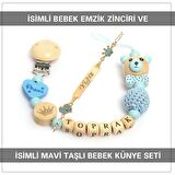 Sahi Aksesuar İsimli Bebek Emzik Zinciri ve İsimli Bebek Künye Seti BEZYI635